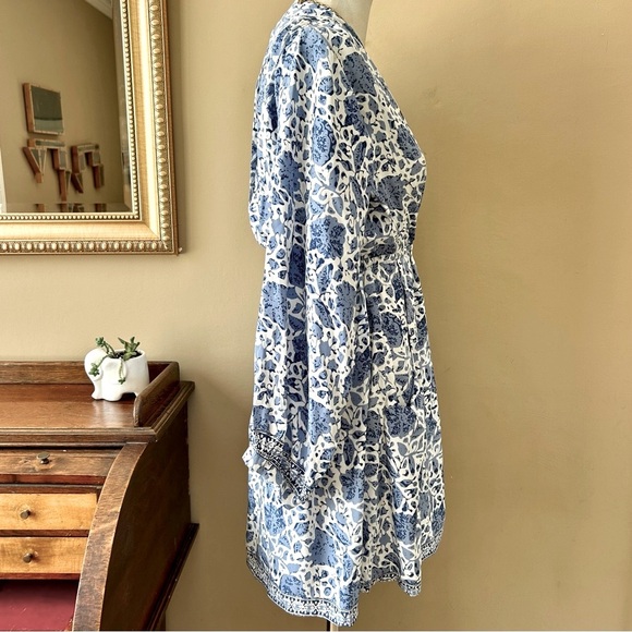 Natalie Martin Nico Long Sleeve Silk Mini Dress Wrap Blue White Floral Sz S NWT - Picture 9 of 16